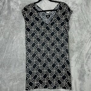 Massimo XXL 2X Top Shirt Black White Geometric V Neck Sleeveless Womens